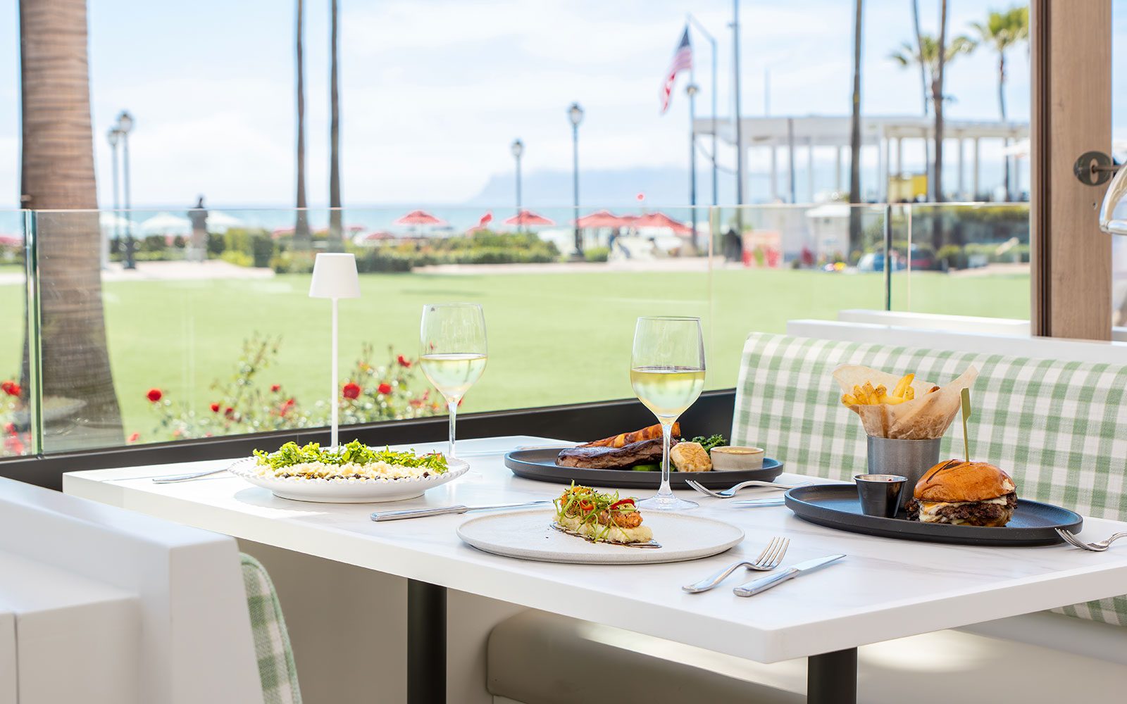 Veranda restaurant table with food