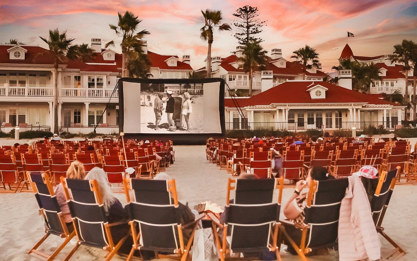 Movie on the Beach at sunset