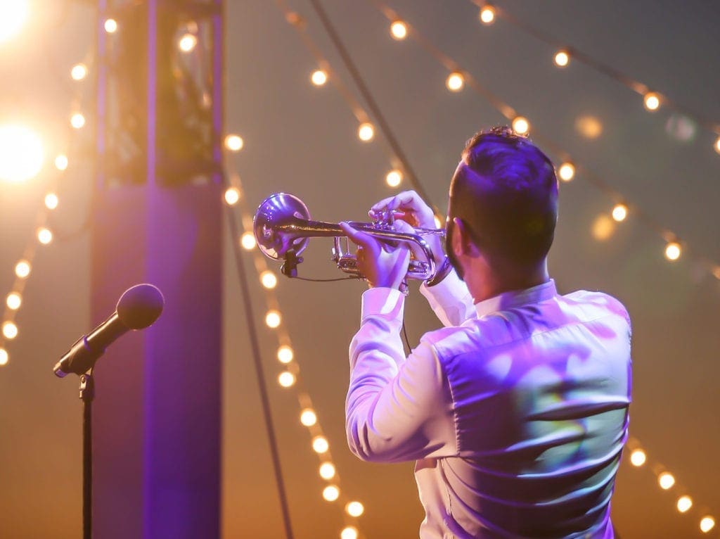 trumpet at beach party
