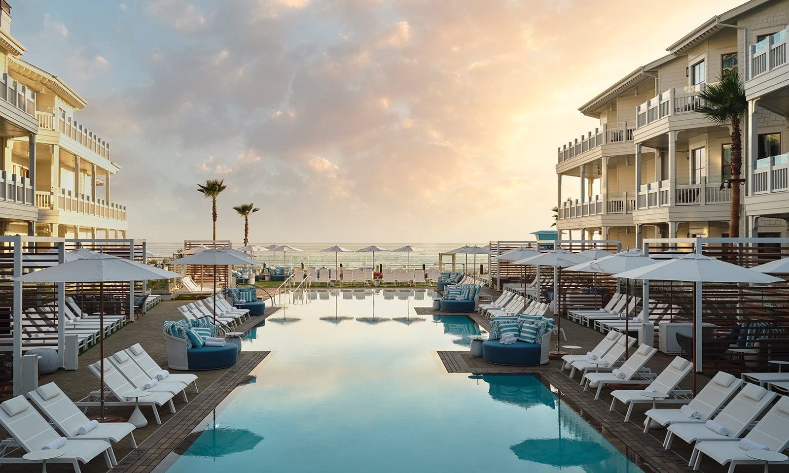 Shore House pool at sunset